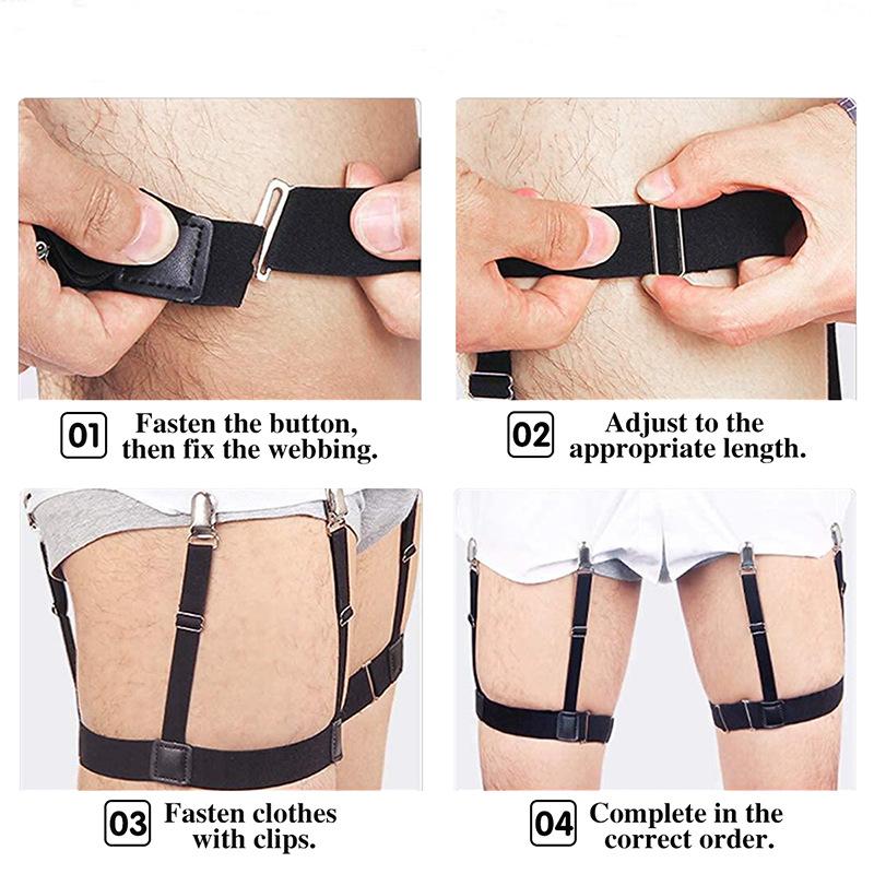 1 Pair  Men Shirt Stays Belt with Non-slip Locking Clips Keep Shirt Tucked Leg Thigh Suspender Garters Strap