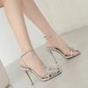 2025 Summer New  Luxury Rhinestones Flowers Women Sandals Sequined Ankle Strap Stiletto High Heels Female Shoes