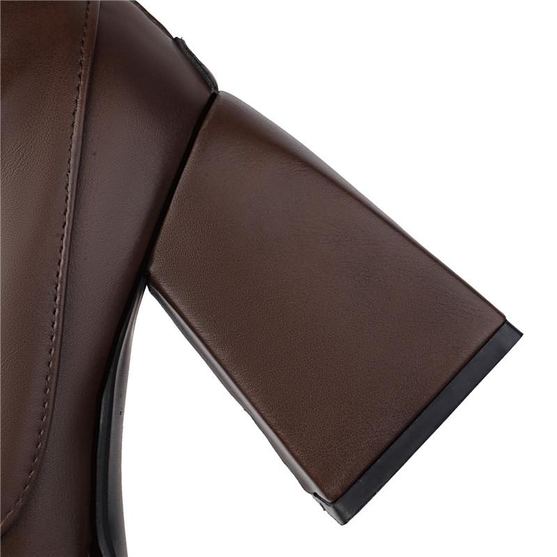 Women's high-heeled short boots autumn and winter new European and American style waterproof table thick heel solid color large size short boots