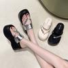 Silver heightening rhinestone pinch flip-flops women's summer wear 2025 new thick-bottomed seaside beach cool slippers toes