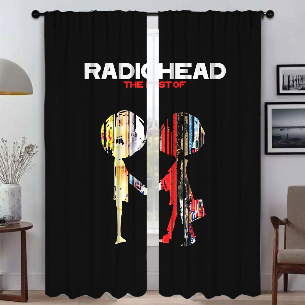 Radiohead Tüll für Schlafzimmer Wohnzimmer Vorhang Halloween Dekoration Küchenvorhänge für Kamera Heiminnenraumvorhänge 2 Stück
