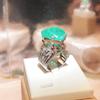 Elegant Emerald Heart Zircon Damering Geometrisk Form Parring Bryllupsdagsgave Luksus Cocktail Party smykker Utsøkte damesmykker