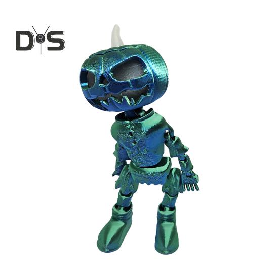 Halloween Pumpkin Figurine Glow-in-the-Dark Pumpkin Man Figurine with Movable Joints Flameless Jack O Lantern Ornaments for House Party Decor Gifts
