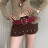 Edgy Faux And With Hardware Multi Hole Adjustable Waistband For Men Women Casual Outfits