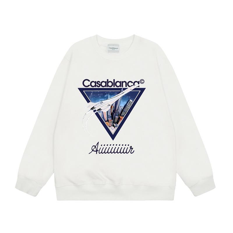American Trendy Brand Casablanca Crew Neck Sweater Hoodie Men's Couple Ins Autumn and Winter Thickened Long-sleeved Women's T