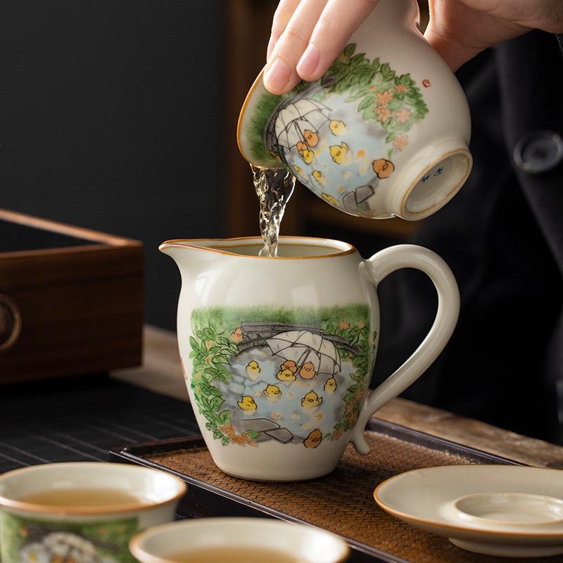 Ru Kiln Ceramic Yellow Duck Tea Dispenser - Elegant Kung Fu Tea Set Accessory