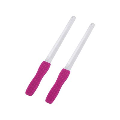 2 pezzi Lima per unghie in acciaio inossidabile Strumenti per manicure Doppio lato Lucidatura Stick Manico in silicone