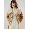 Women's Plush Fleece-Lined Lapel Toggle Short Coat
