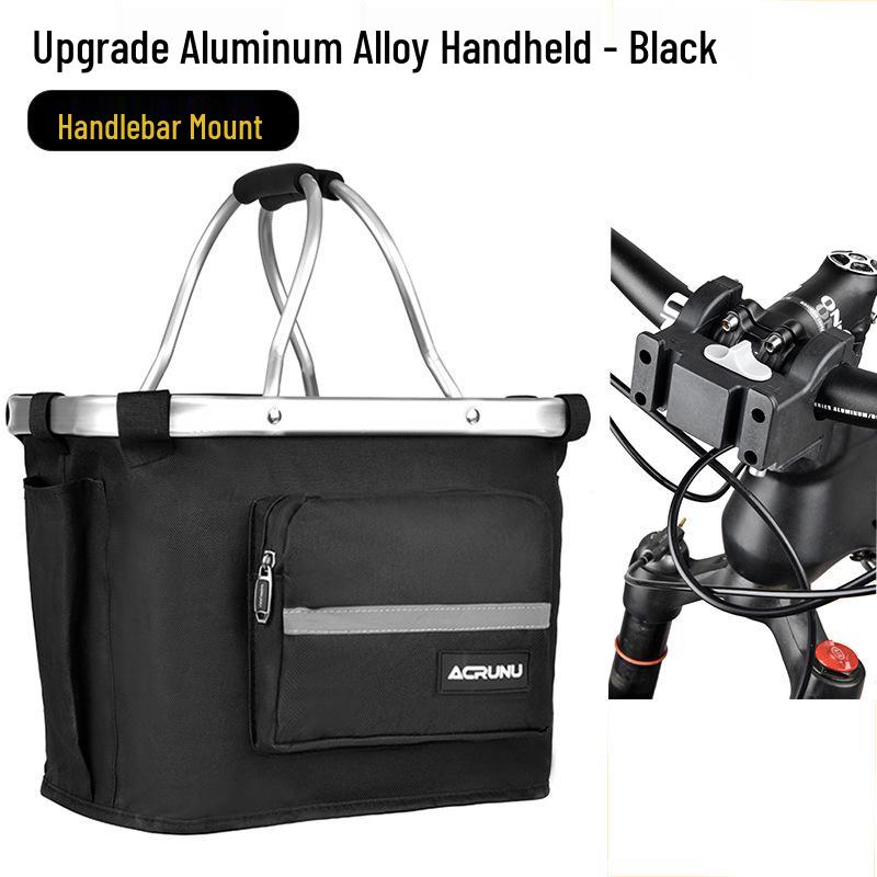 ACRUNU Waterproof Front Basket for Mountain Bike & Electric Scooter - Commuting Foldable Aluminum Alloy Handheld Basket