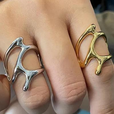 Kadın Erkek Kişilik Moda Aksesuarları için Yaratıcı Tasarım Düzensiz Geometrik Yüzükler