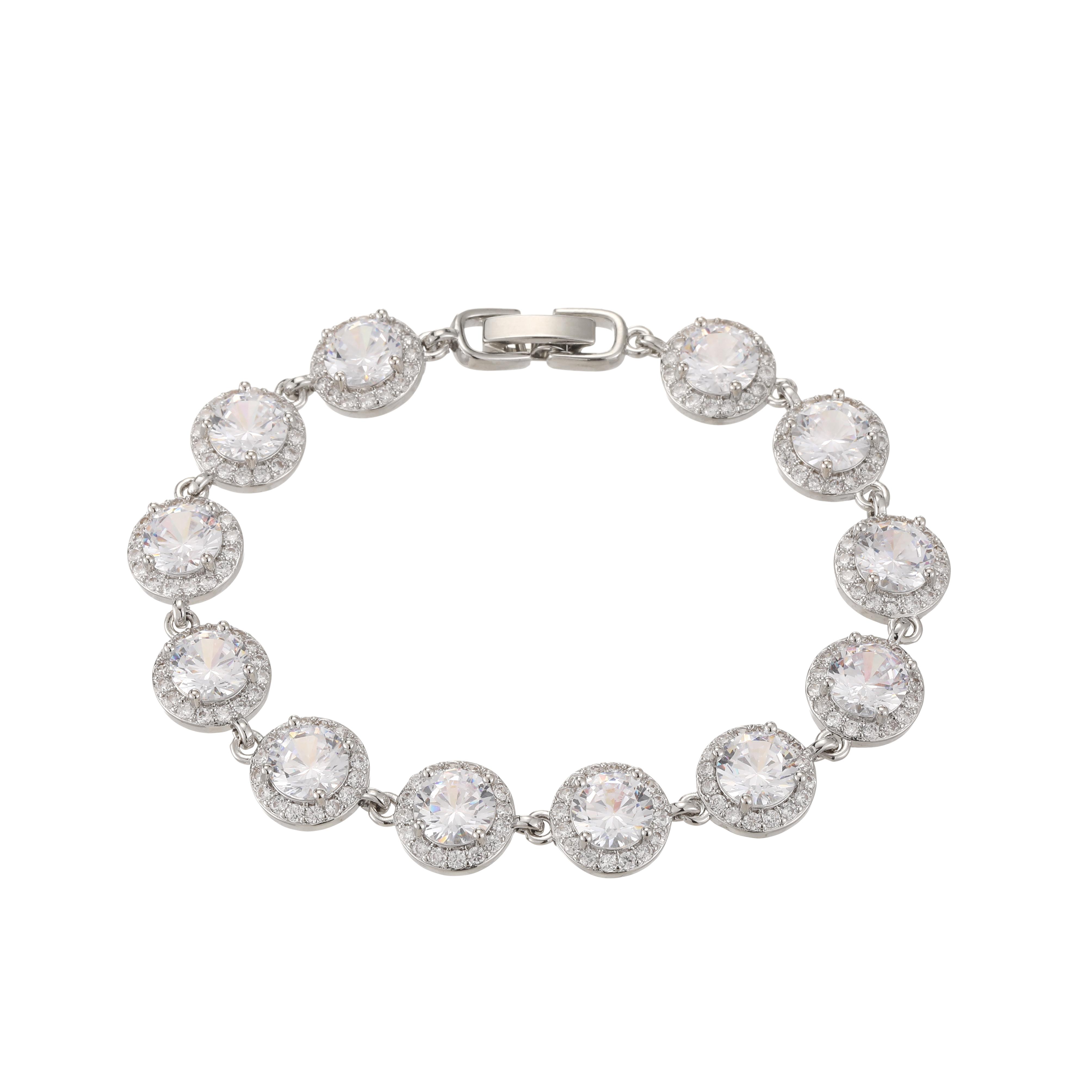 

HECHENG, Crystal Bracelet For Women Rhinestone Zircon Round Stone Bracelets Bangles Exquisite Zircon Gift 18cm медный/белый