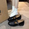 New popular women's shoes platform Mary Jane Love single shoes 2025 new spring and autumn retro round head British style small leather shoes