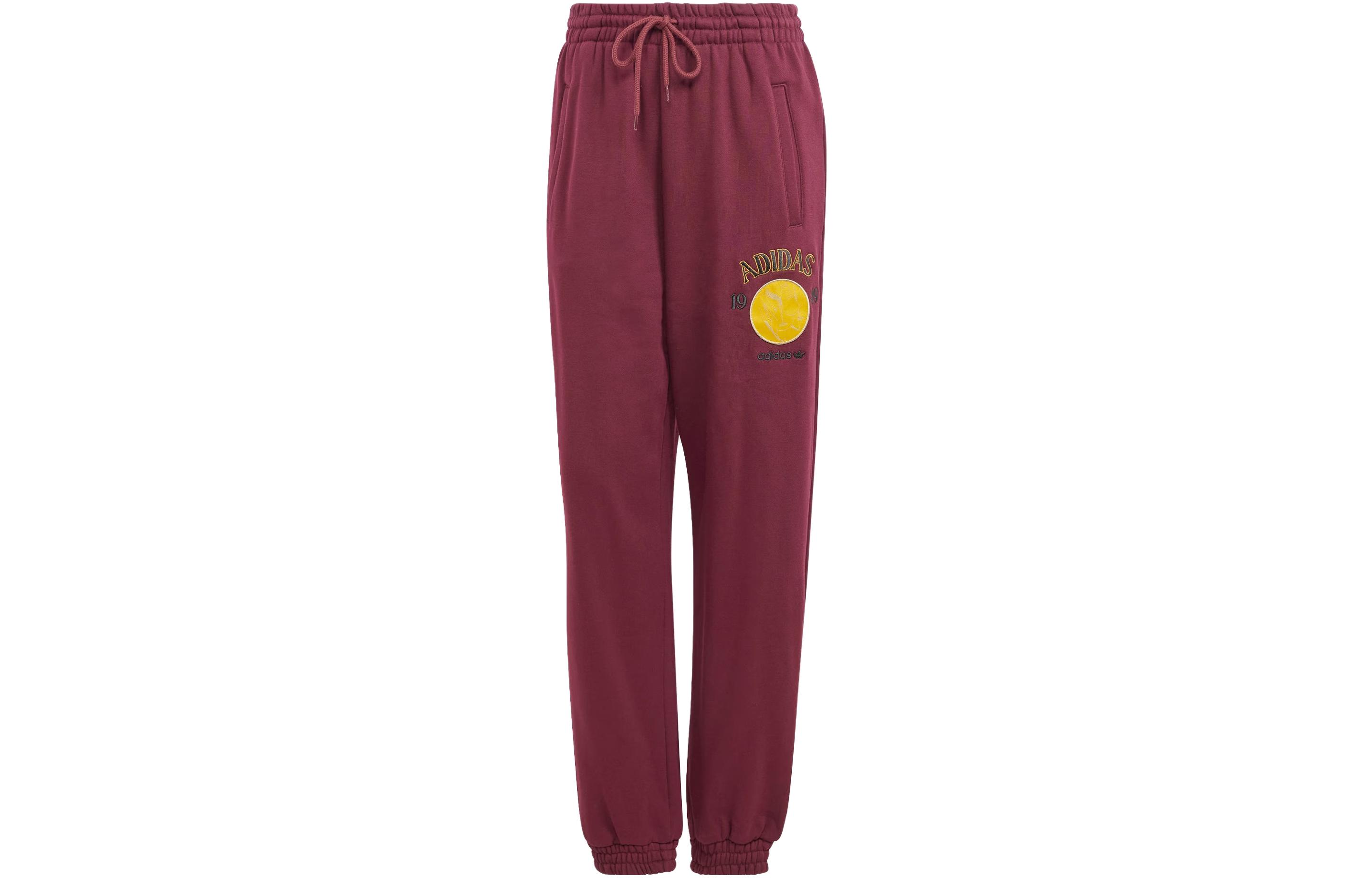 Adidas Originals Knitted Sweatpants Women s Dark Reddish Purple Moderate Cuffed Pants IL2449 S