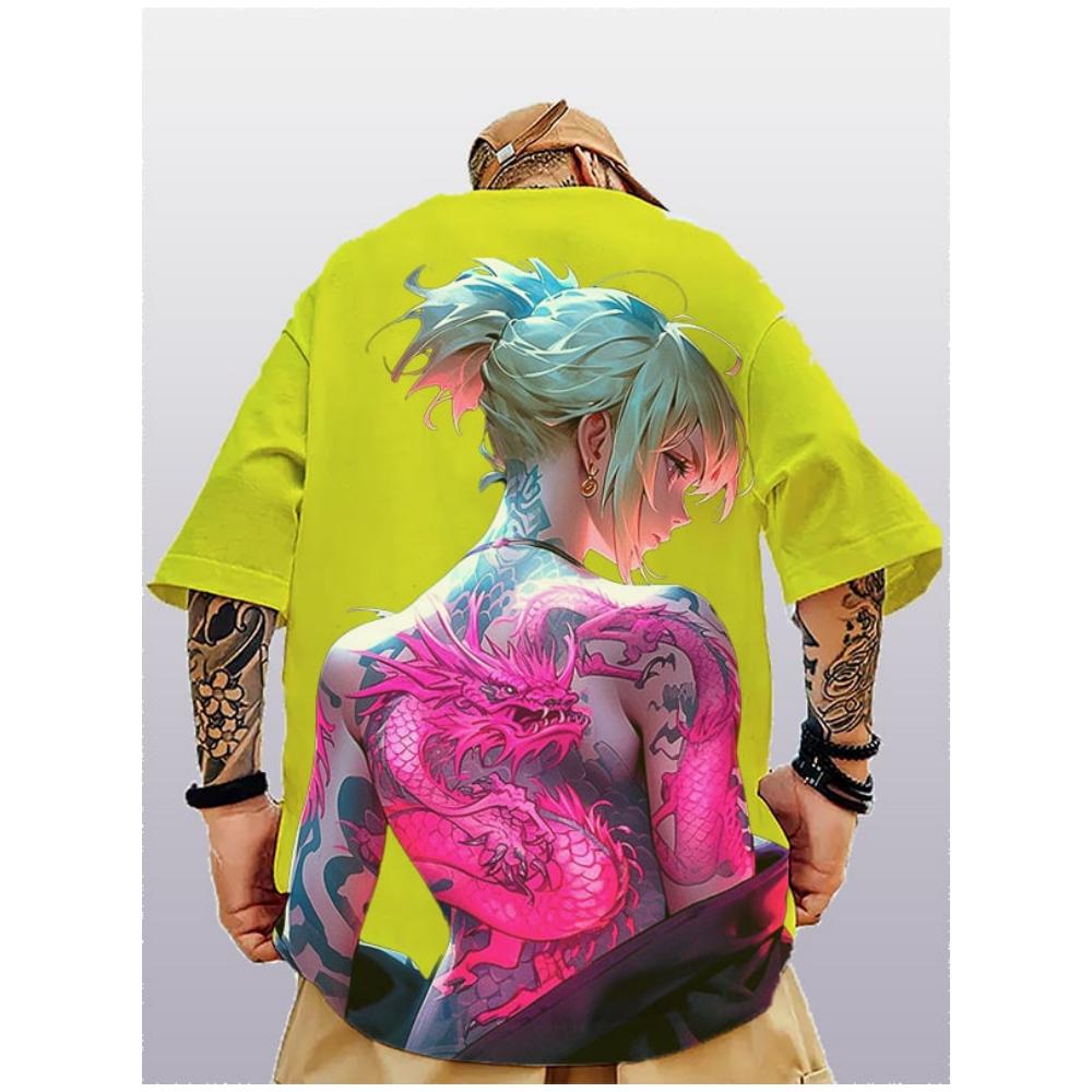 

Новая мужская футболка с принтом аниме, топы, летняя футболка, одежда с короткими рукавами, свободные повседневные уличные футболки большого размера, мужские топы 5XL