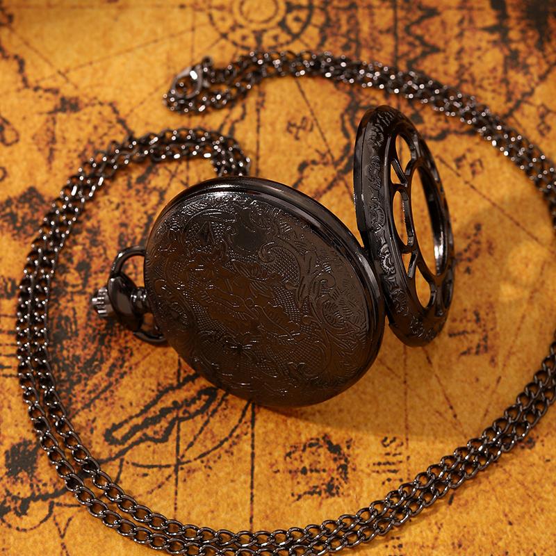 Retro Fashion Men's Black Pocket Watch Men Quartz Pocket Watch,ideal Choice for Gifts Men & Women