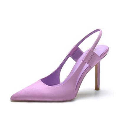 Våren Damer Slingback Sandaler Spetsiga tå Slip On Tunn högklackad Dam Elegant Pumps Skor Drss Sandaler