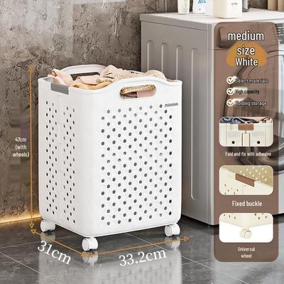 Miflame Foldable Laundry Basket with Wheels