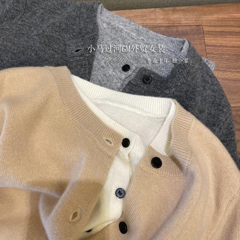 

Absolutely!! No Matter How to Wear It, M * O False Two-Piece Patchwork Contrast Color Bandage Dress Wool Short Knitting Cardigan Khaki L