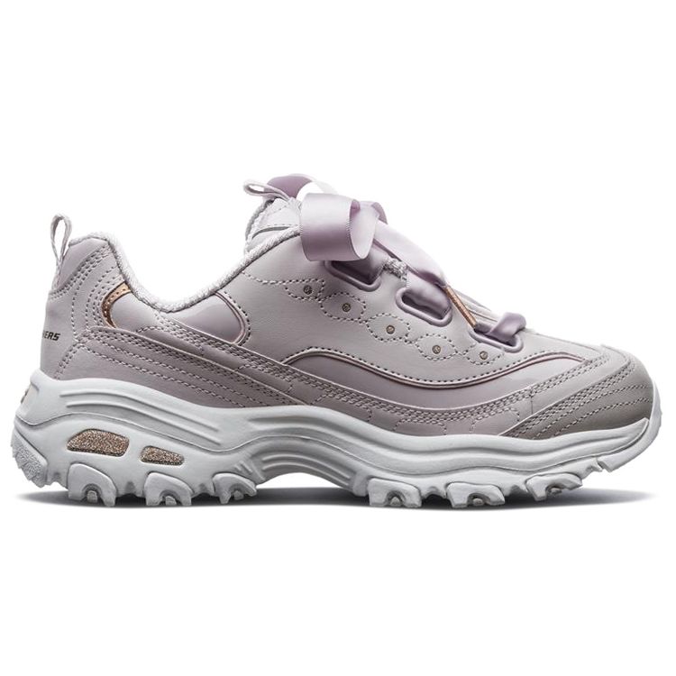 Skechers DLites 1.0 Lace-Up Retro Sports Low-Top Lifestyle Shoes Women Sneaker Lavender 11976-LAV