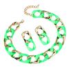 Splicing Necklace Colotful Jewelry Set Geometric Earrings and Necklace Set Resin and Alloy Texture Suitable for Women