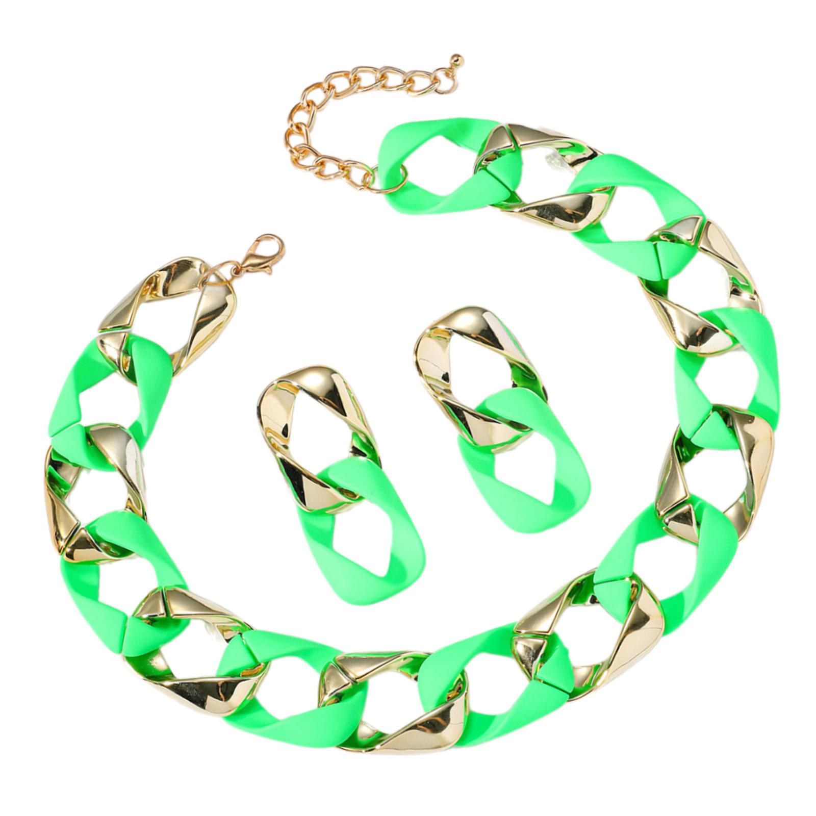Women Colorful Earrings and Necklace Set Geometric Hip Hop Women Neck Jewelry Daily Wear Jewelry Set for Any Occasion