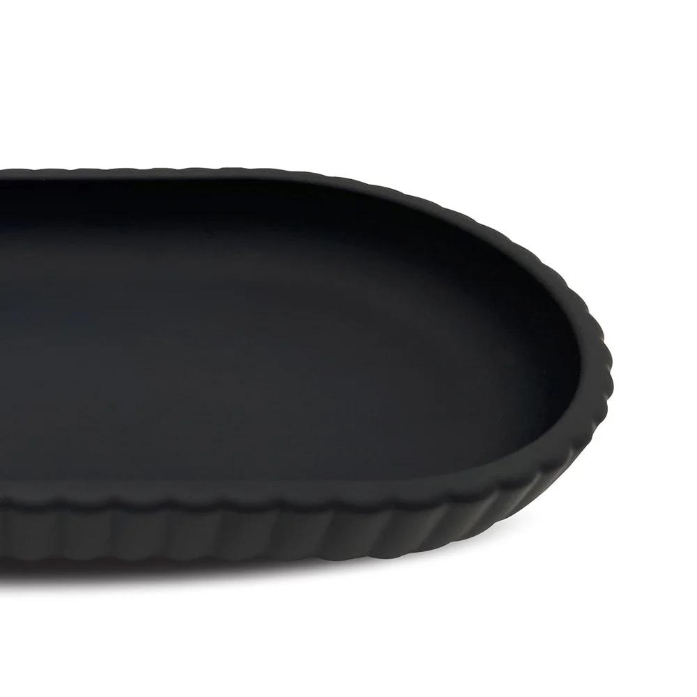 3 Pack Rubberized Plastic Ribbed Bathroom Tray Durable Organizer Soap Jewelry Makeup Accessories Storage