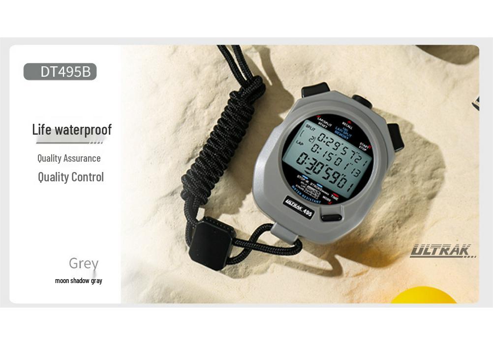 ULTRAK DT495E Electronic Stopwatch, 100-Lap, 3-Row Display, Portable Timer for Track and Field Training