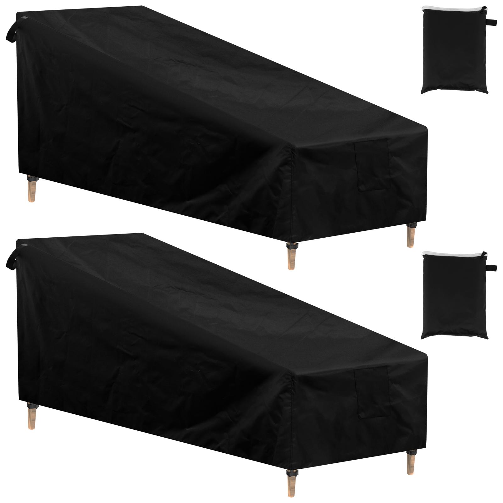 

2 шт. Мебельный водонепроницаемый чехол для уличного лаунж-кресла, дивана, 420D Оксфорд, сверхпрочный, для сада, патио, стола, стула, пыленепроницаемый 210x75x80cm чёрный