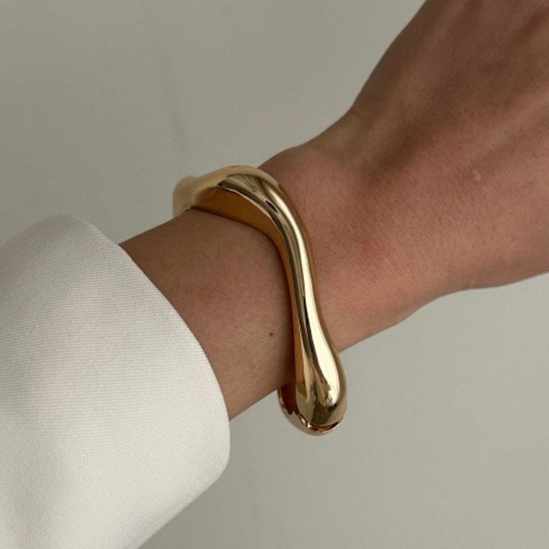 Gold Color Chunky Metal Snake Geometric Wide Cuff Bangles for Women Open Irregular Bracelets Bangle Men Goth Punk Jewelry