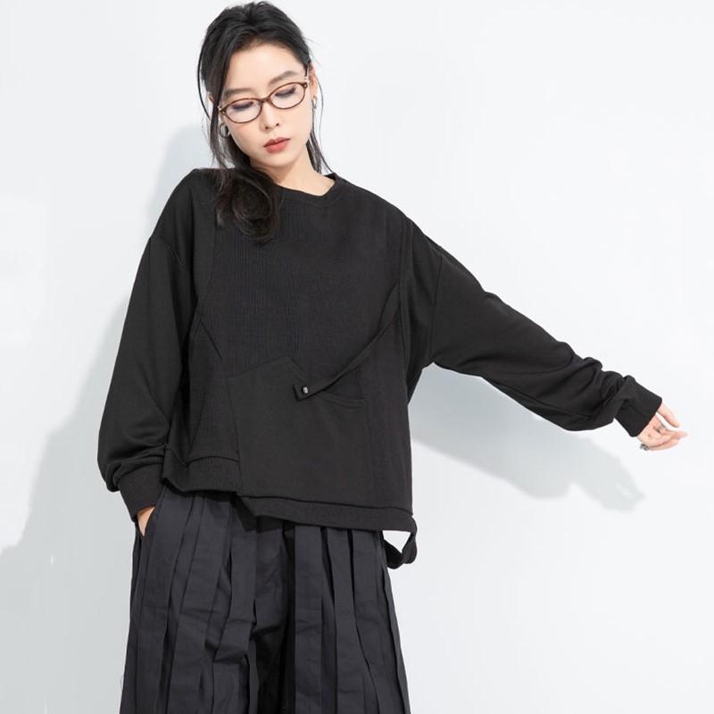 Long Sleeve oversized Black tops casual loose spring autumn winter women Pullover Sweatshirt