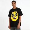 Funny Glasses Smiley Face Print Casual T-Shirt Unisex Loose Fit Cartoon Pattern Top Pure cotton T-shirt