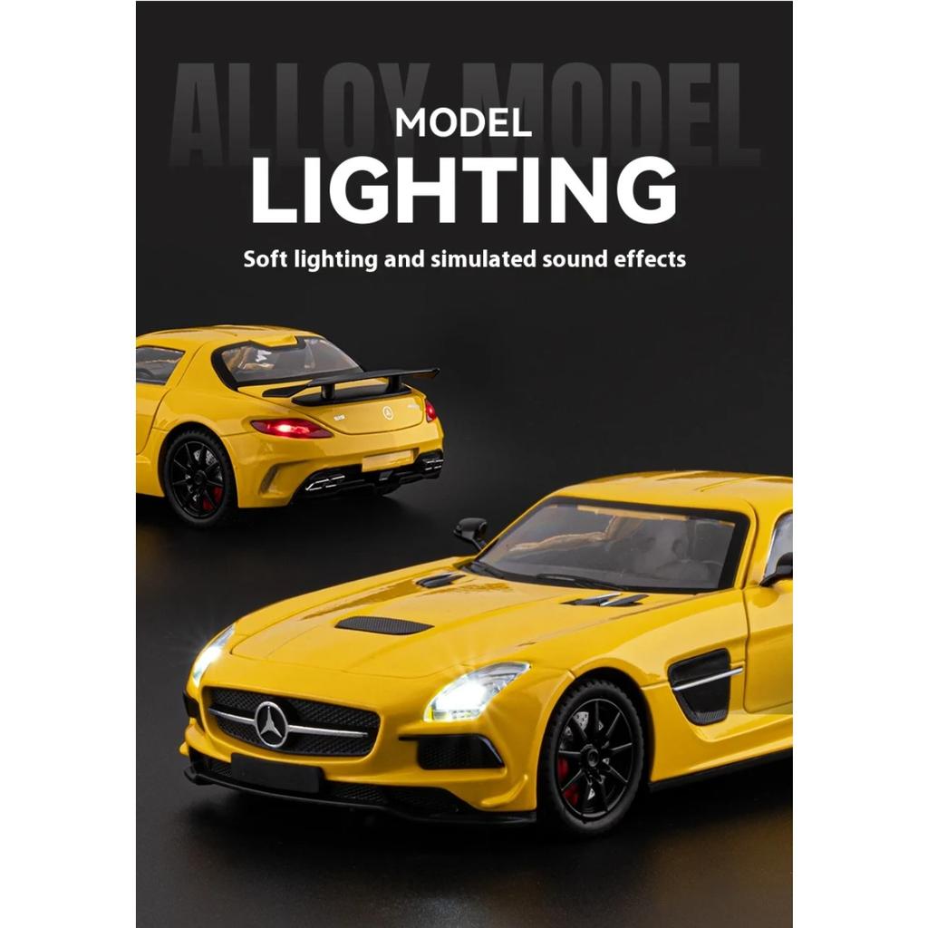 1/24 Alloy BENZ SLS Model Toys, Cool Sound and Light, Exquisite Desktop Ornaments, The Best Collection for Car Model Enthusiasts