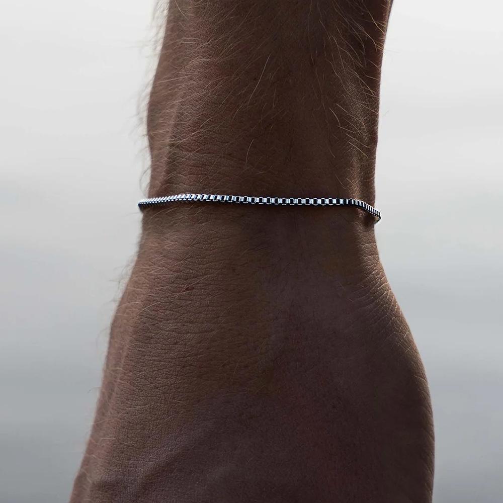St.delan Men's Stainless Steel Box Chain Hip Hop Bracelet