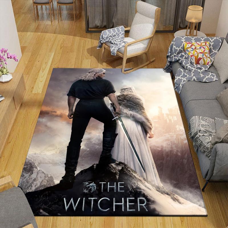 The Witcher Home Sofa Decoration for Living Room & Bedroom, Non‑Slip Play Flannel Floor Mat for Game Room