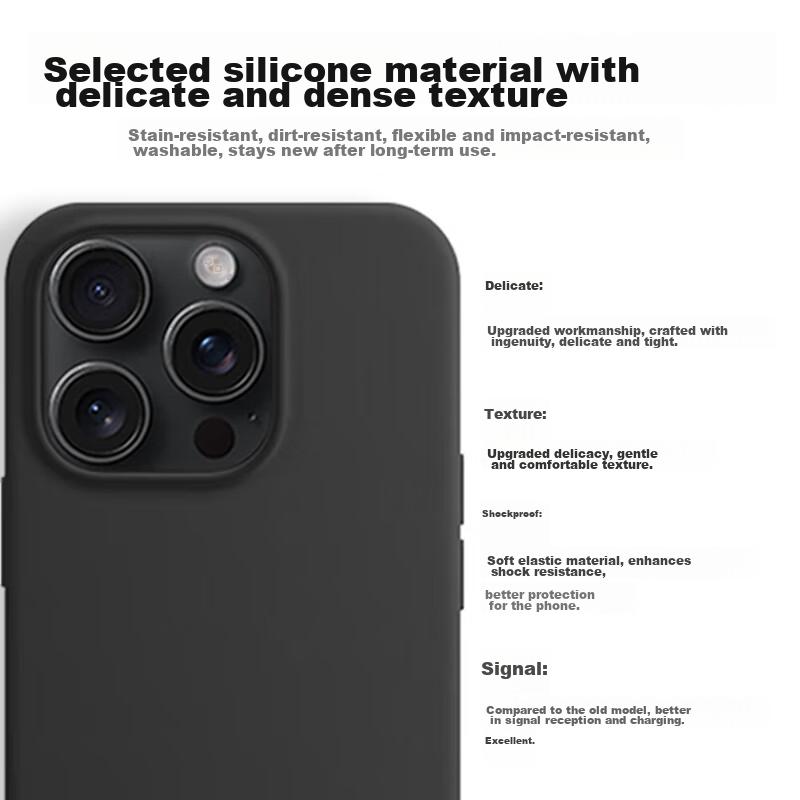 IPhone 15 Pro Case, IPhone 15 Pro Protective Cover, Full Protection Upgraded Liquid Silicone Shockproof Ultra-Thin Soft Case, Elegant Black SG-01