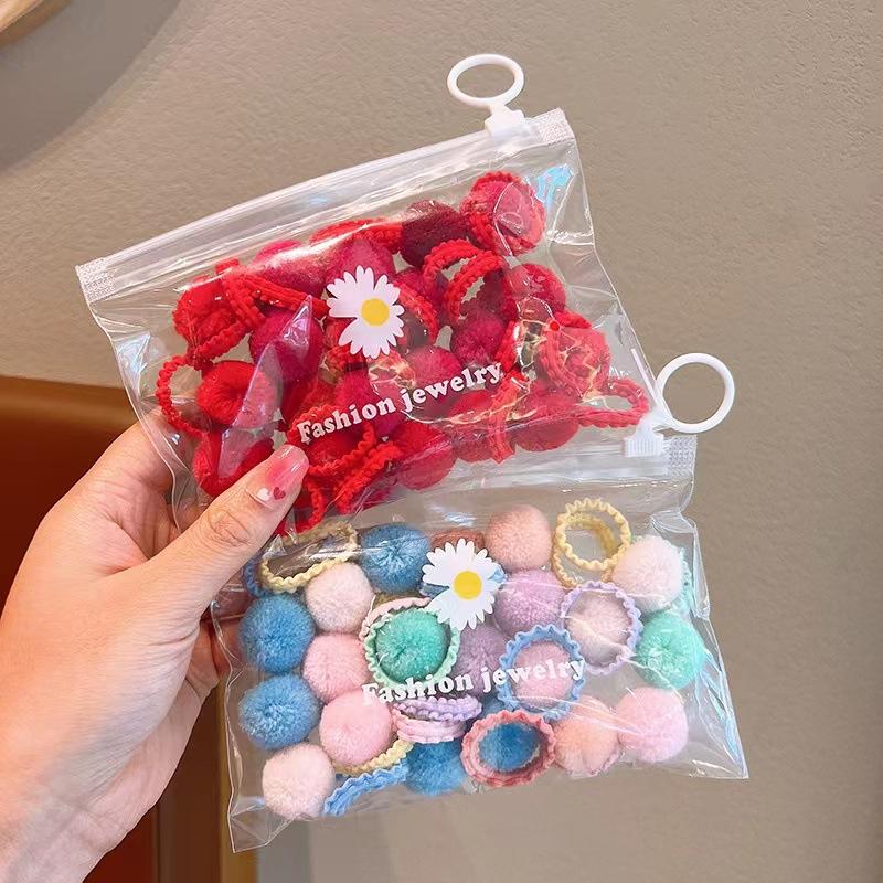 20 Stück Bunte Plüschball-Haargummis für Mädchen, Kinder-Haarseile, Gummibänder, Geflochtene Kopfbedeckungen für Kinder, Haarschmuck