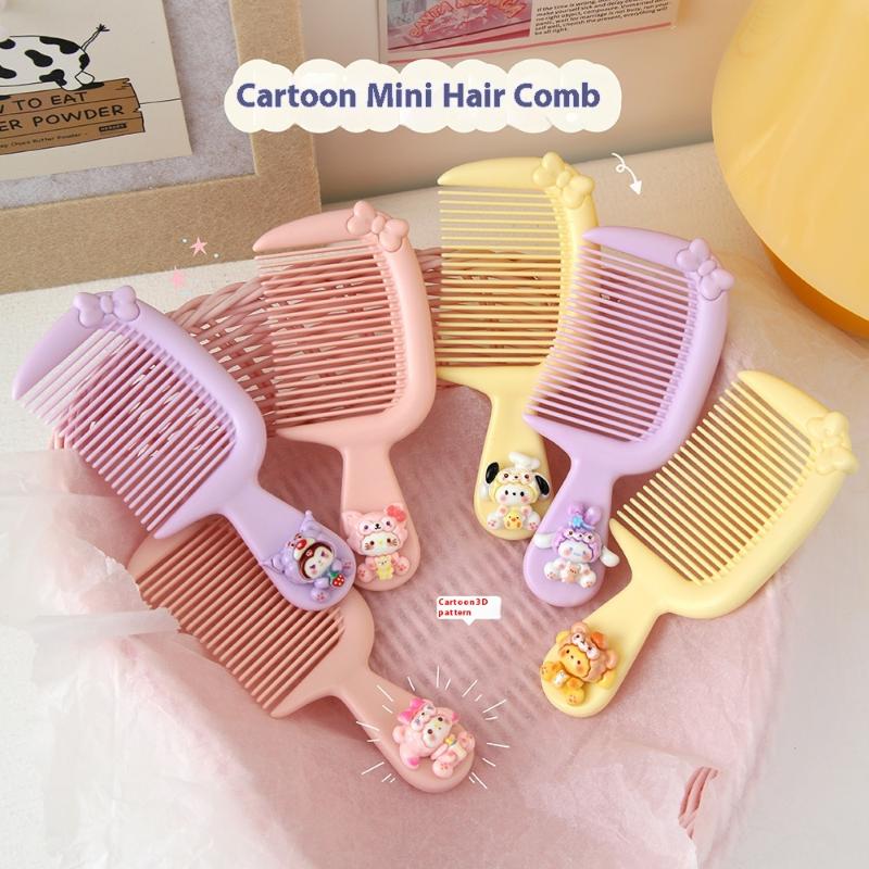 3Pcs Plastic Anti Static Straight Combs Portable Cartoon Sanrio Mini Comb Candy Color Fine-Toothed Detangling Combs For Children