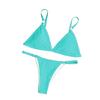 Sexy Women Summer Bikini Set Swimmer Solid Color Push Up Bra Briefs G-string
