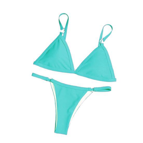 Sexy Women Summer Bikini Set Swimmer Solid Color Push Up Bra Briefs G-string
