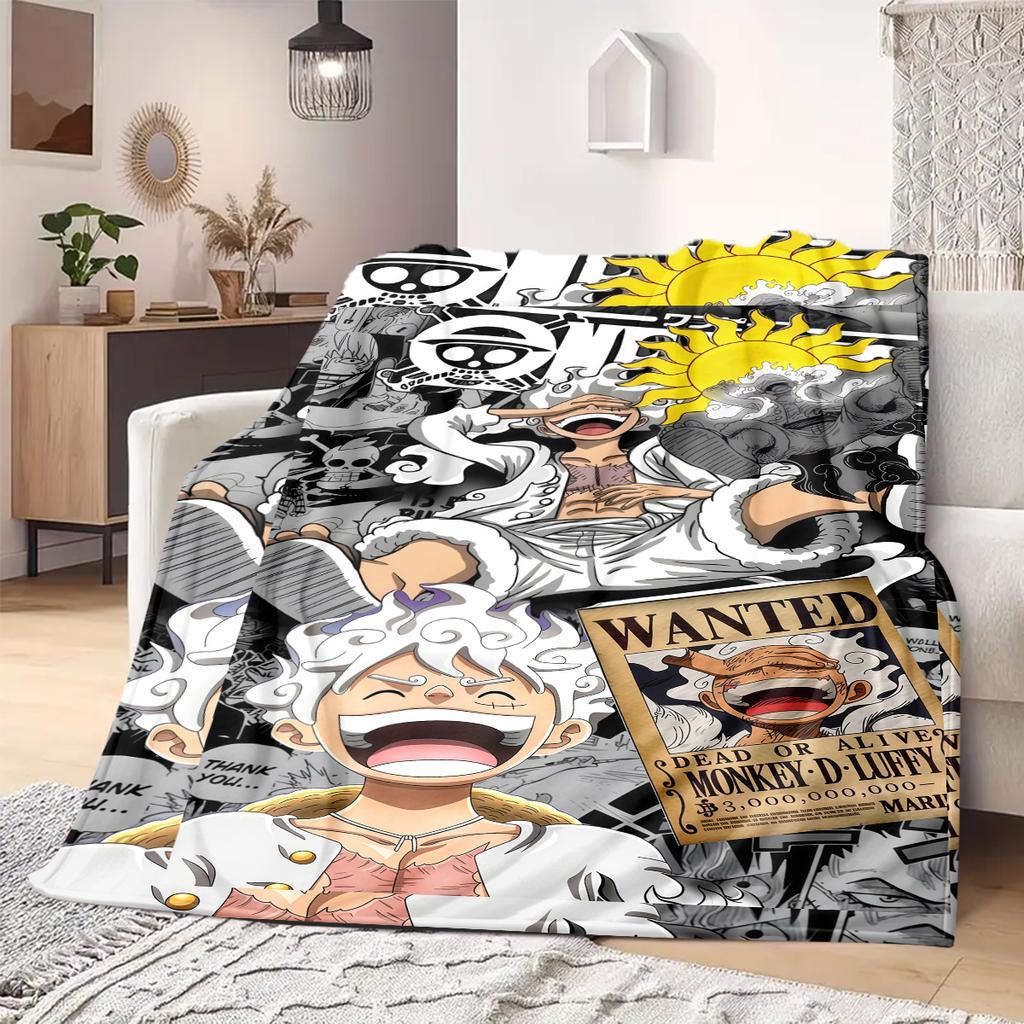 Luffy D Cartoon Print Blanket Warm Comfortable Flannel Blanket Suitable for Bedrooms,Sofas, Beds,Chairs,Travel -QIAO53