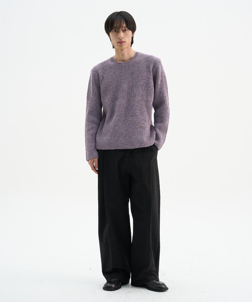 TRIP LE SENS Wool Mixed Color Crop Round Knit_Purple Mix
