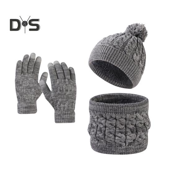 

Детский зимний костюм для девочек и мальчиков, шапка, перчатки, шарф, комплект, теплая шапка, шарф с флисовой подкладкой, перчатки для сенсорного экрана для катания на лыжах, сноуборде, коньках серый