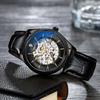 CHENXI Men's Mechanical Watches Automatic Skeleton Men's Watch Minimalist Business Style with Leather Strap Relojes Para Hombres