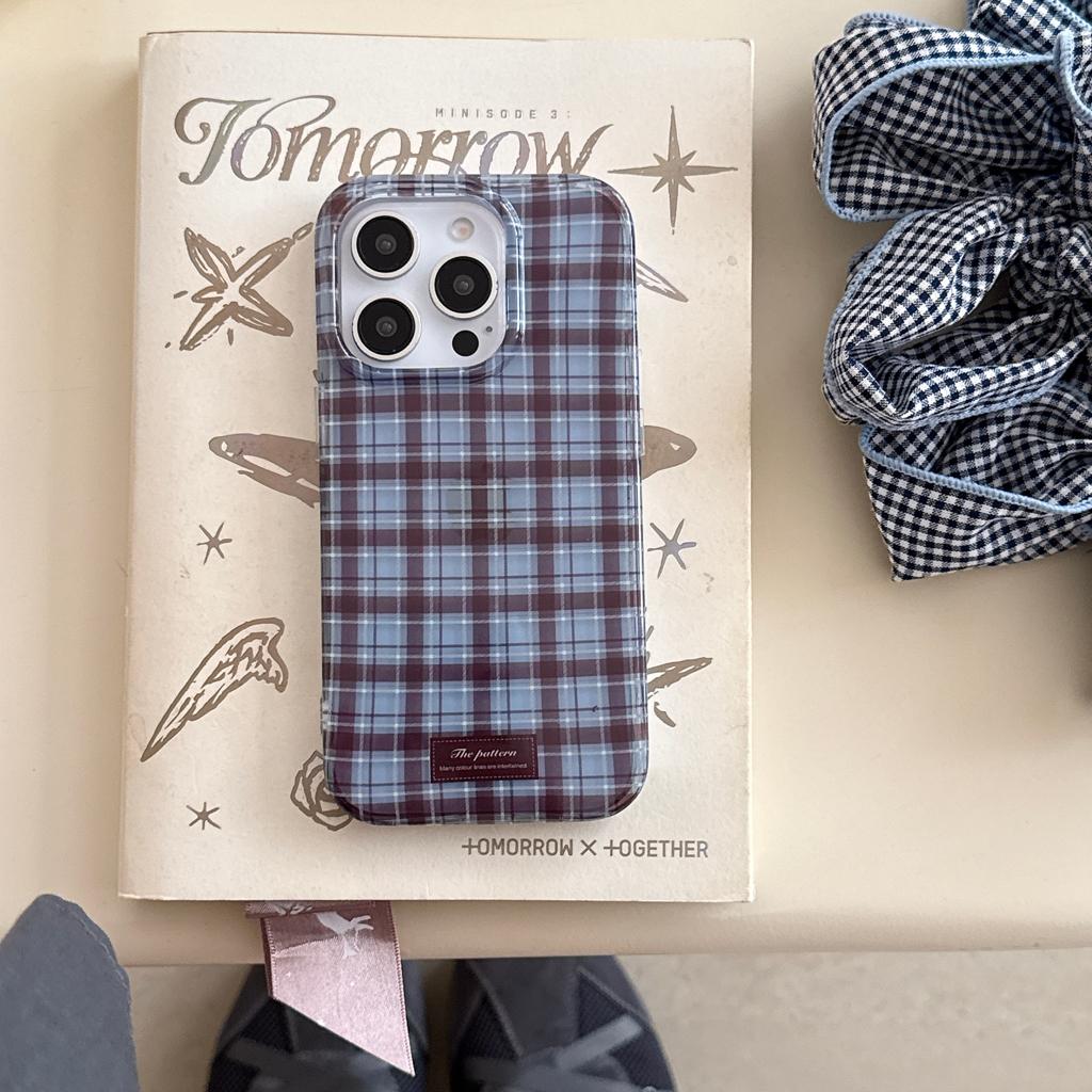

Blue Brown Grid Pattern Phone Case for Xiaomi Redmi 15 15C 14C 13 13C 12 A3 A2 A1 10 10C 9 9A 8 K60 K40 Plus Ultra 4G 5G Cover Redmi 15 5G