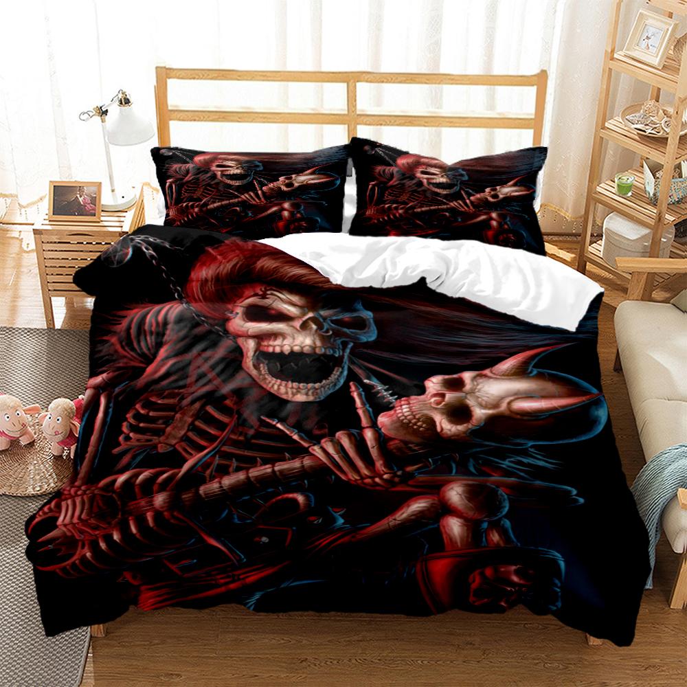 Mysterious Colored Skeleton Digital Print Polyester Bedding Sets Child Kids Covers Boys Bed Linen Set For Teens Quilt cover Set