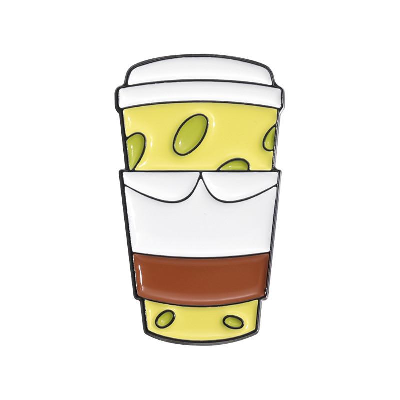 Coffee Cartoon Eyecatching Cup Badge Brooch Unique Enamel Coating For Looks Trendy