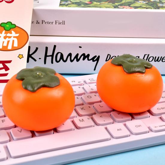 Simulation Persimmon Squeeze Toy Slow Rising Stress Relief Realistic Persimmon Squeeze Toy Soft Stretchy Fake Fruit Decompression Toy