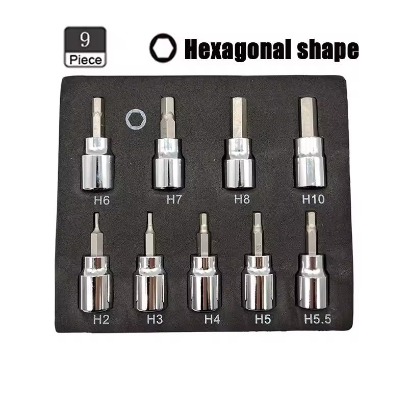 Set di bussole esagonali da 3/8 di pollice Chiavi a brugola robuste Bussole Professionali Attacco da 3/8 di pollice Trapano Kit di attrezzi metrici Set di bussole ad impatto durevole