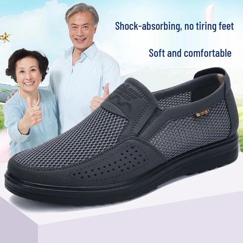 Herren Sommerschuhe aus atmungsaktivem Netzgewebe für mittlere und ältere Menschen - Weiche Sohle, Lässig, Bequem, Vaterschuhe