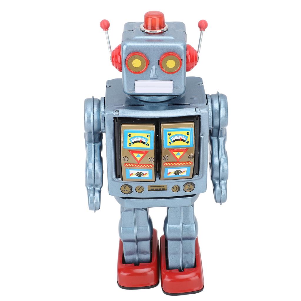 Metal Tin Robot Toy Retro Electric Rotating Figures Model Adult Collection Kids Gift